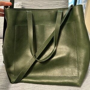 Madewell Green Medium Transport Tote Zip Top